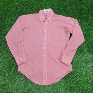 Vintage 80s Van-Heusen Button Shirt M 15.5 19x30 Glen Plaid